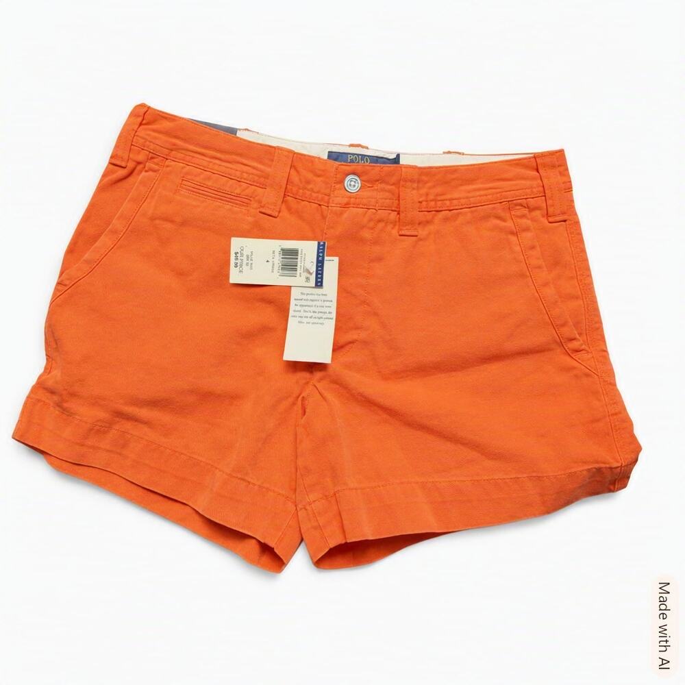 Polo Ralph Lauren Beta Orange Twill Cotton Shorts Size 4 NWT